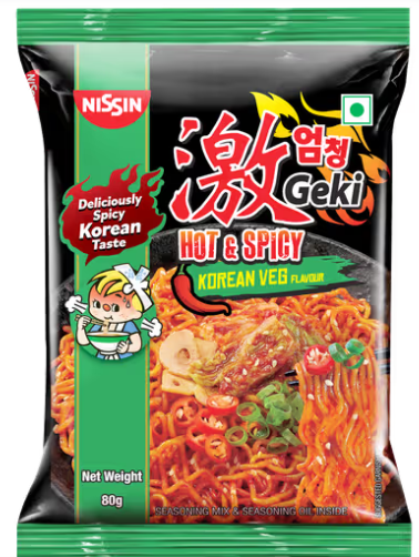 Nissin Geki Hot & Spicy Korean Instant Noodles Veg Flavour